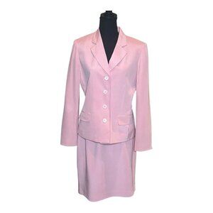 Jones New York Skirt Suit Women's 100% Silk Pink Lined Two Piece Size 8